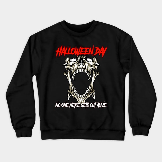 Skull Halloween day Crewneck Sweatshirt by Aryaatmawira Art